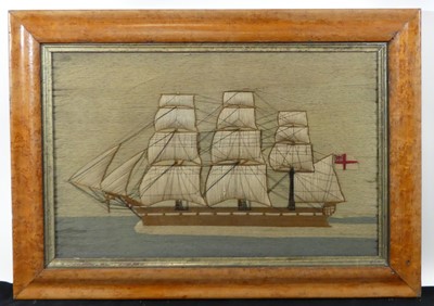 Lot 1269 - A 19th century sailor's woolwork depicting a...