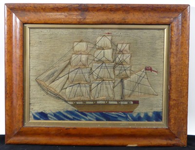Lot 1266 - A 19th century sailor's woolwork depicting a...