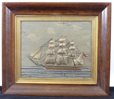 Lot 1267 - A 19th century sailor's woolwork depicting a...