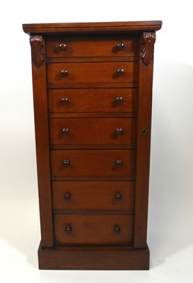 Lot 1406 - A Victorian faded rosewood Wellington chest,...