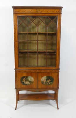 Lot 1439 - A Sheraton Revival satinwood and polychrome...
