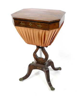 Lot 1421 - A Regency rosewood and brass inlaid needlework...