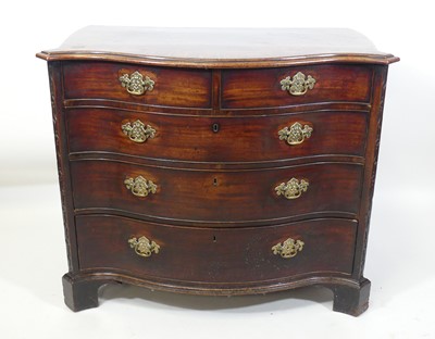 Lot 1429 - A George III mahogany chest, of serpentine...