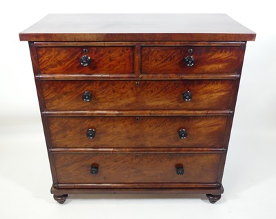 Lot 1420 - A William IV flame mahogany squarefront chest,...