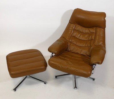 Lot 381 - A contemporary tubular chrome framed and tan...