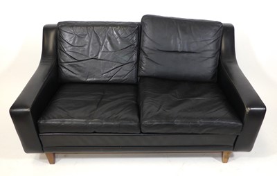 Lot 362 - A 1960s Danish black leather two-seater...