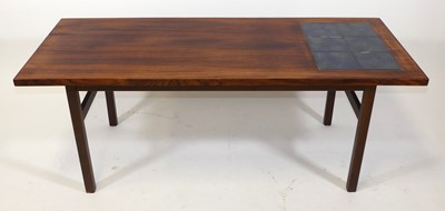 Lot 377 - A 1970s Danish palisander and tiled inset...