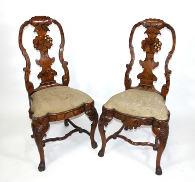 Lot 1411 - A pair of 18th century Dutch walnut and floral...