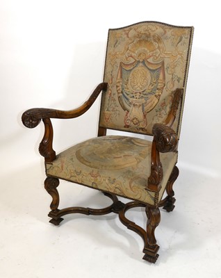 Lot 1452 - A Caroleon style walnut framed and upholstered...