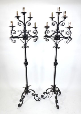 Lot 1445 - A pair of late Victorian wrought iron...
