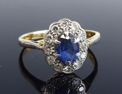 Lot 2501 - A yellow and white metal, sapphire and diamond...