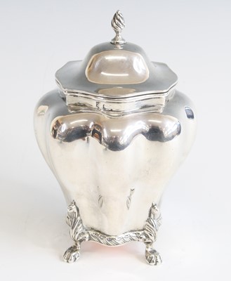 Lot 1112 - A George V silver tea caddy, of shaped bombe...