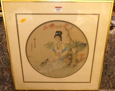 Lot 1051 - A Japanese watercolour on silk, signed and...