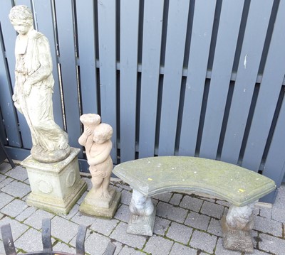 Lot 1416 - A reconstituted garden figural statue of a...