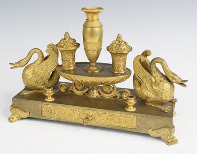 Lot 1247 - A 19th century French gilt bronze encrier, in...