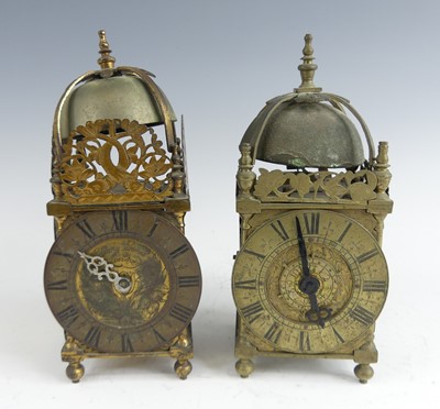 Lot 1361 - A small brass lantern clock, 18th century and...