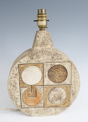 Lot 36 - A 1970s Troika pottery wheel lamp, painted in...