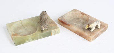 Lot 152 - An Art Deco onyz ashtray, mounted with a...