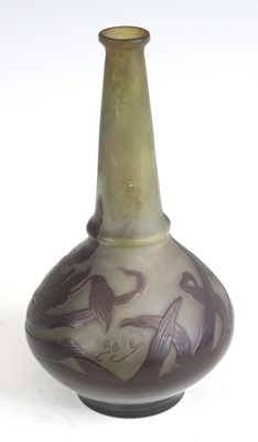 Lot 60 - A Gallé style cameo glass bottle vase, with...