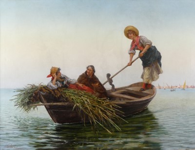 Lot 1319 - P Gabrini (Italian, 19th century) - Returning...