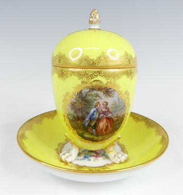 Lot 1069 - A Meissen porcelain chocolate cup and cover...