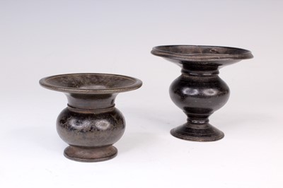 Lot 2211 - A near pair of bronze urns/spittoons, possibly...