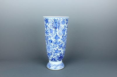 Lot 2037 - A Chinese blue and white tall beaker vase,...