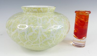 Lot 66 - A studio glass bulbous squat vase, with raised...