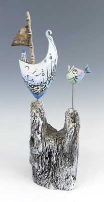 Lot 158 - Mark Smith - a ceramic and driftwood novelty...