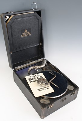 Lot 658 - A Decca Salon portable wind-up gramophone with...
