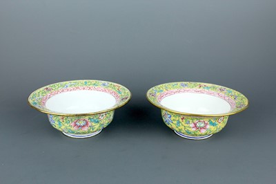 Lot 2166 - A pair of Chinese Canton yellow-ground enamel...