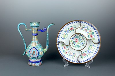 Lot 2163 - A Chinese canton enamel ewer together with a...