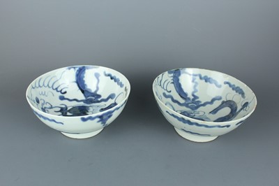 Lot 2115 - A pair of Chinese blue and white “dragon”...