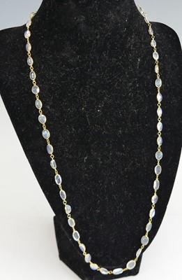 Lot 1168 - A contemporary yellow metal and moonstone long...