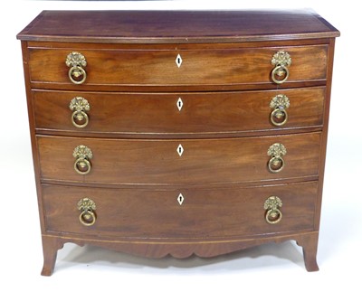 Lot 1409 - A Regency mahogany and inlaid bowfront chest,...