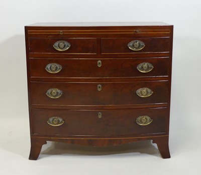 Lot 1375 - A Regency mahogany bowfront chest, having a...