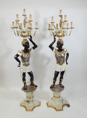 Lot 1446 - A pair of Victorian style painted composition...