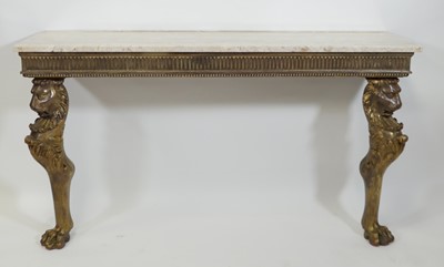 Lot 1417 - A Louis XV style giltwood console table,...