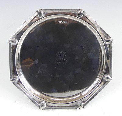 Lot 92 - An Art Deco silver octagonal waiter, having a...