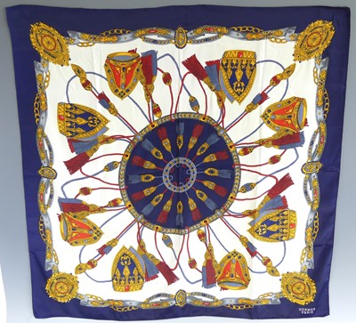 Lot 130 - Hermès of Paris - a vintage silk scarf, with...