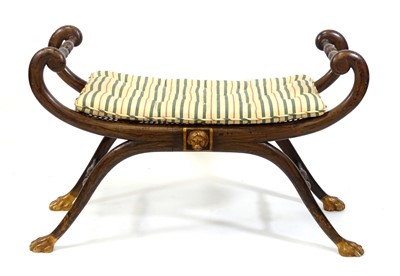 Lot 1437 - A Regency simulated rosewood window seat, of X...