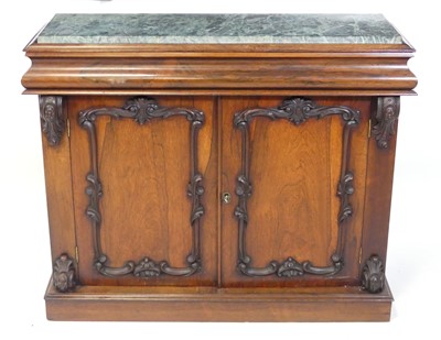 Lot 1442 - An early Victorian rosewood and marble topped...