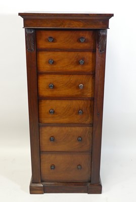 Lot 1407 - A Victorian rosewood Wellington chest, of six...
