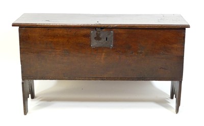 Lot 1403 - A circa 1700 oak six-plank coffer, the top on...