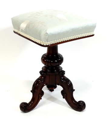 Lot 1425 - A Victorian rosewood music stool, having a...