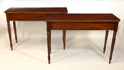 Lot 1396 - A pair of mahogany D-end hall tables in the...