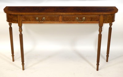 Lot 1395 - A walnut and figured walnut D-end hall...