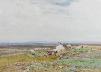 Lot 1293 - Claude Hayes (1852-1922) - A shepherd and...