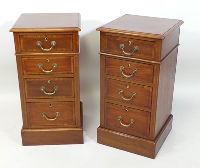 Lot 1382 - A pair of mahogany and inlaid bedside...