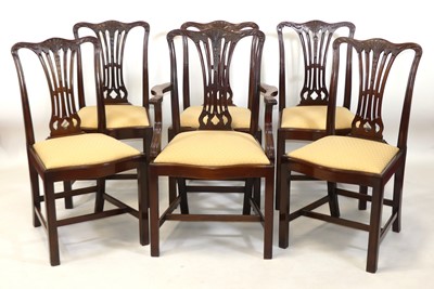 Lot 1388 - A set of six mahogany dining chairs in the...